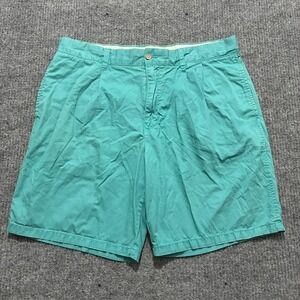 Palm Beach Mens Chino Shorts Size 38 Teal Classic Fit Cotton Pleated High Rise
